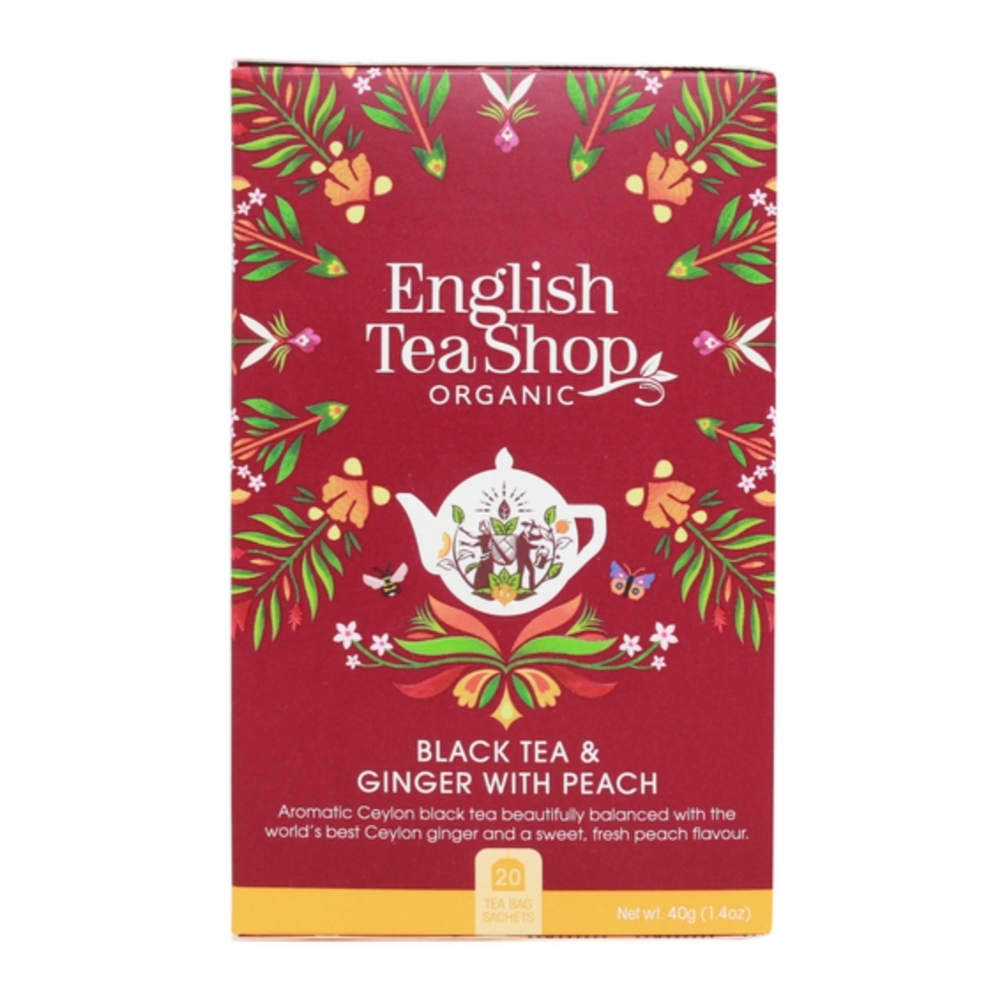 English Tea Shop - Black Tea & Ginger with Peach, Ekologisk