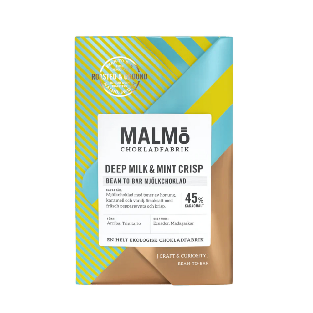 Malmö Chokladfabrik - Deep Milk & Mint Crisp 45%, Ekologisk