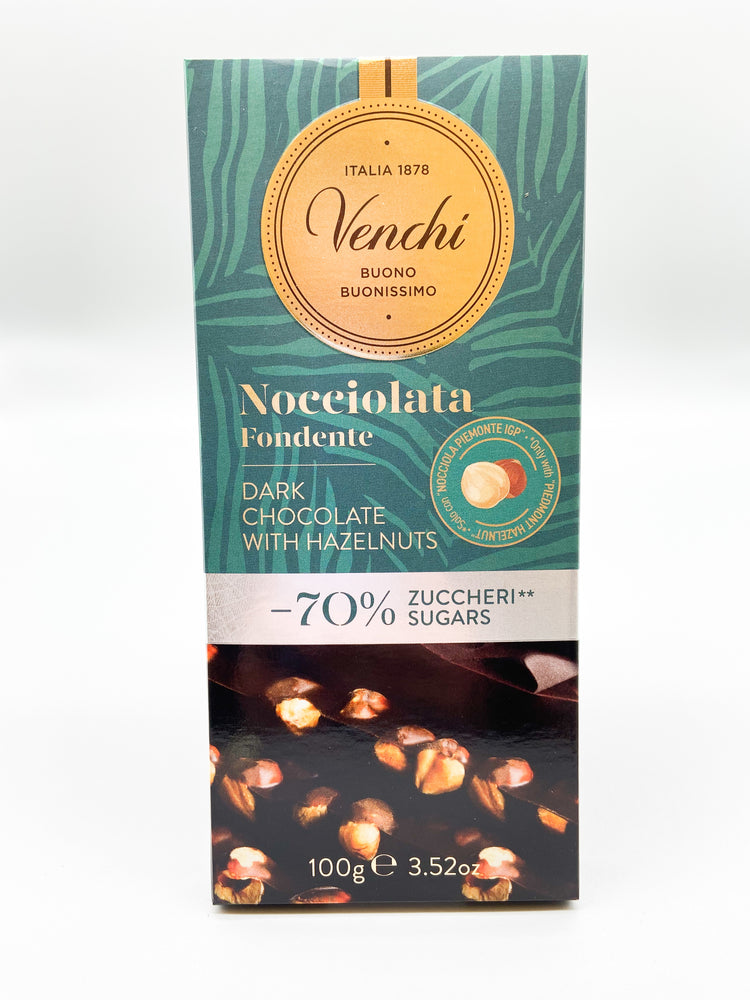 Venchi - Mörk choklad m. hela hasselnötter fr Piemonte, minus 70% Socker - Saluhall.se